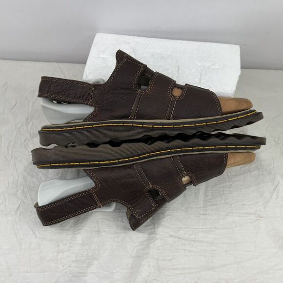 Dr. Martens Men Sz 11 Vtg Y2K Brown AirWare Chunky Fisherman Leather Sandals EUC - Picture 7 of 12